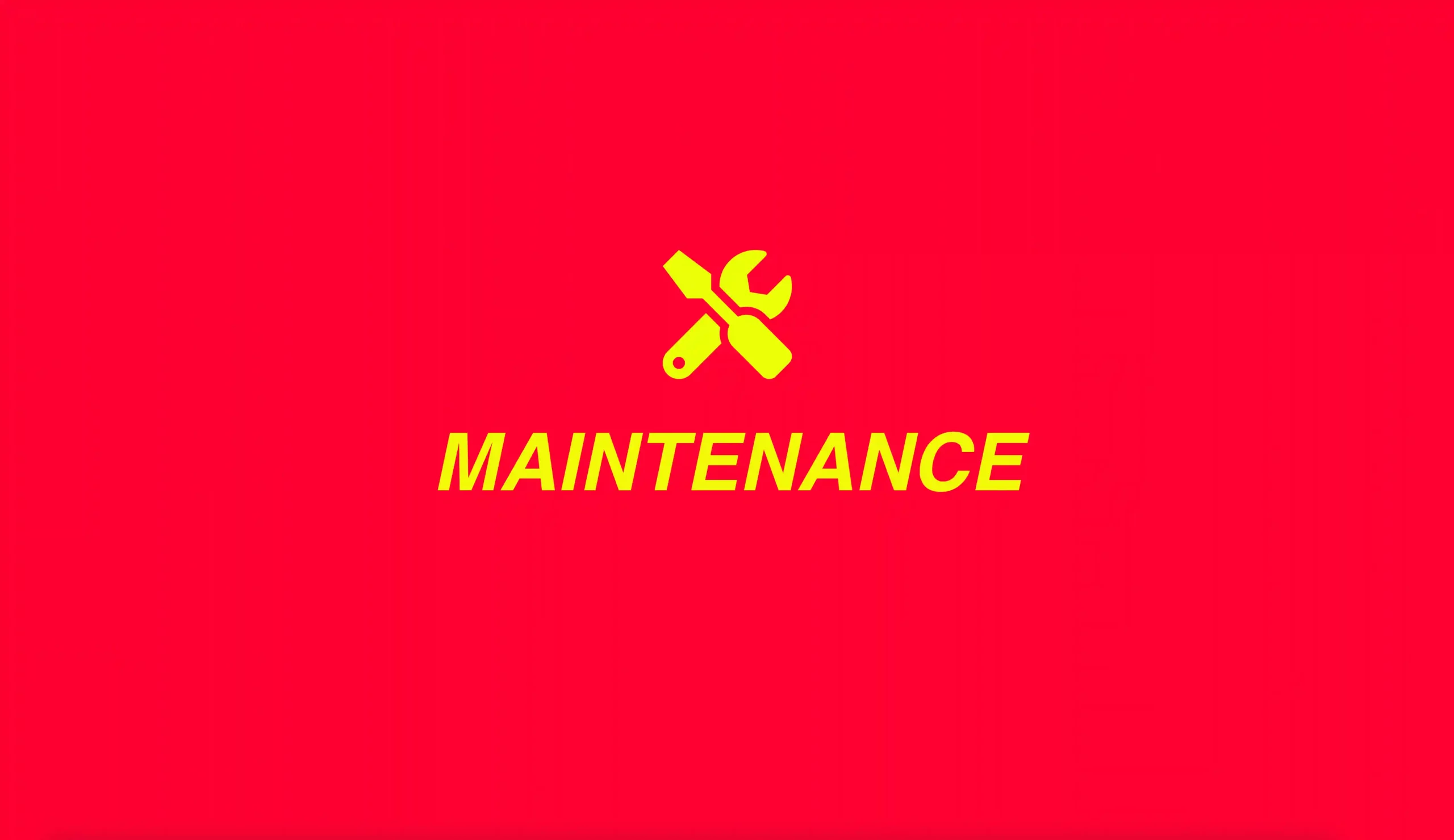 Rote Fläche mit Werkzeugsymbol und dem Schriftzug Maintenance